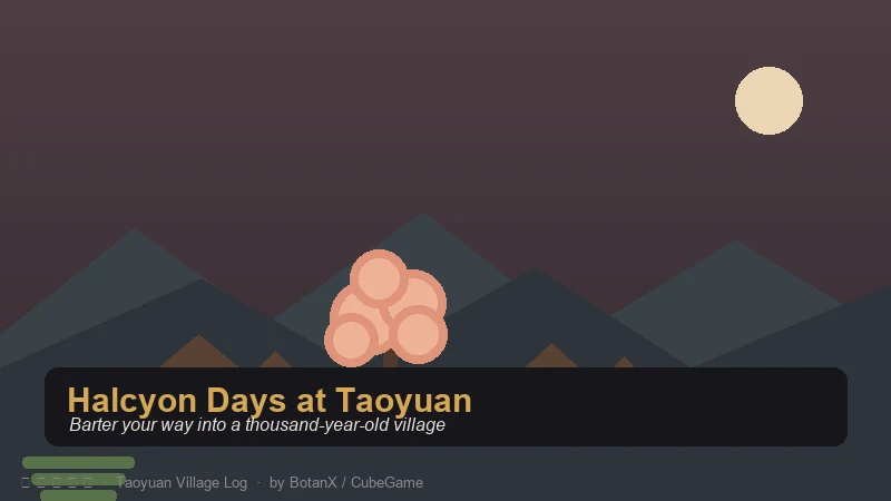 Halcyon Days at Taoyuan village farm scene — a cozy Chinese countryside farm under blossom trees