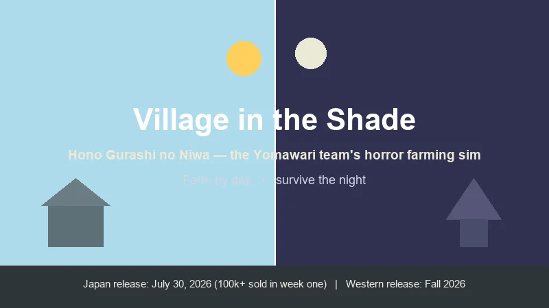Village in the Shade day and night duality — a cozy farm by day, a haunted village at night